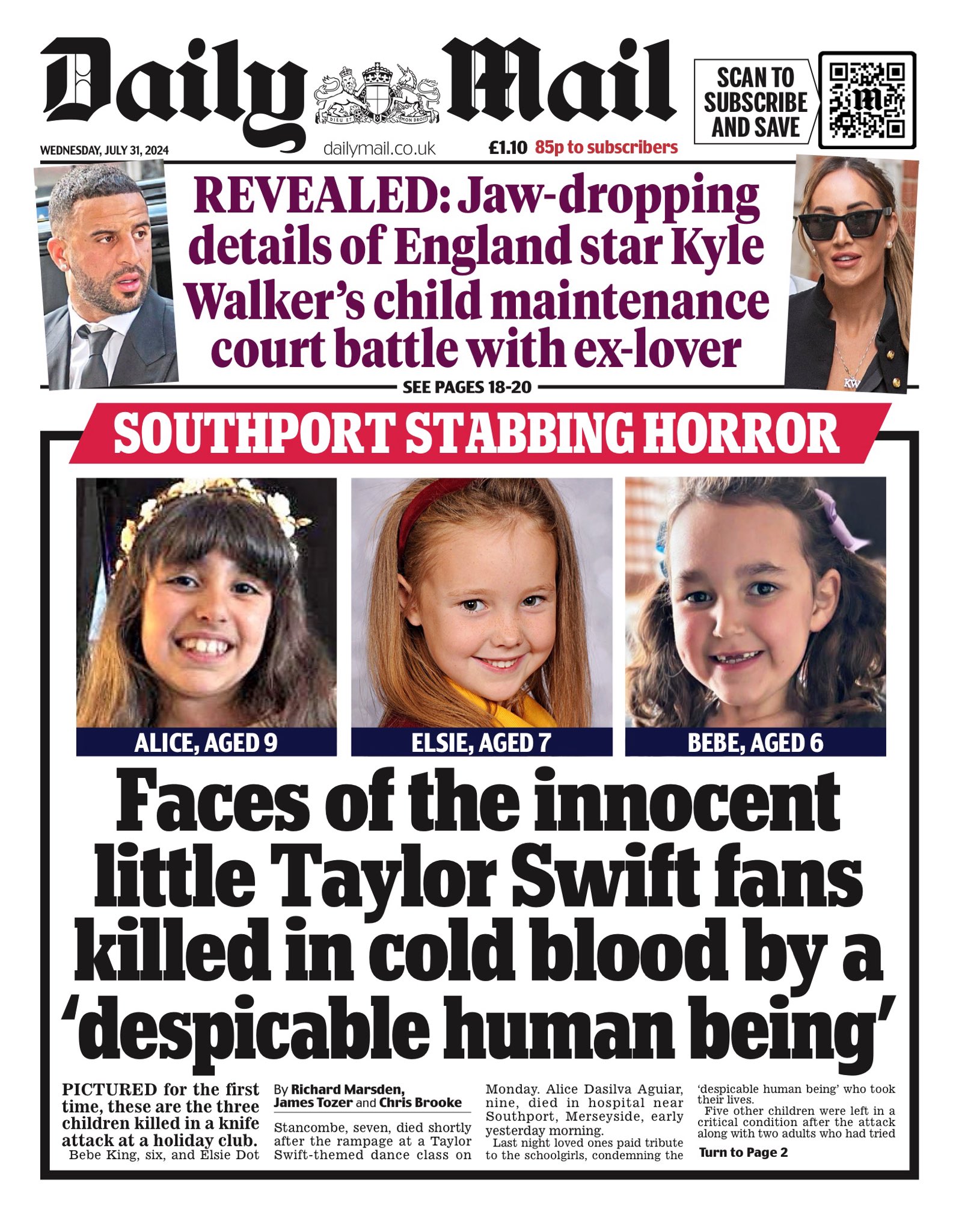 Daily mail Front Page 31 July 2024