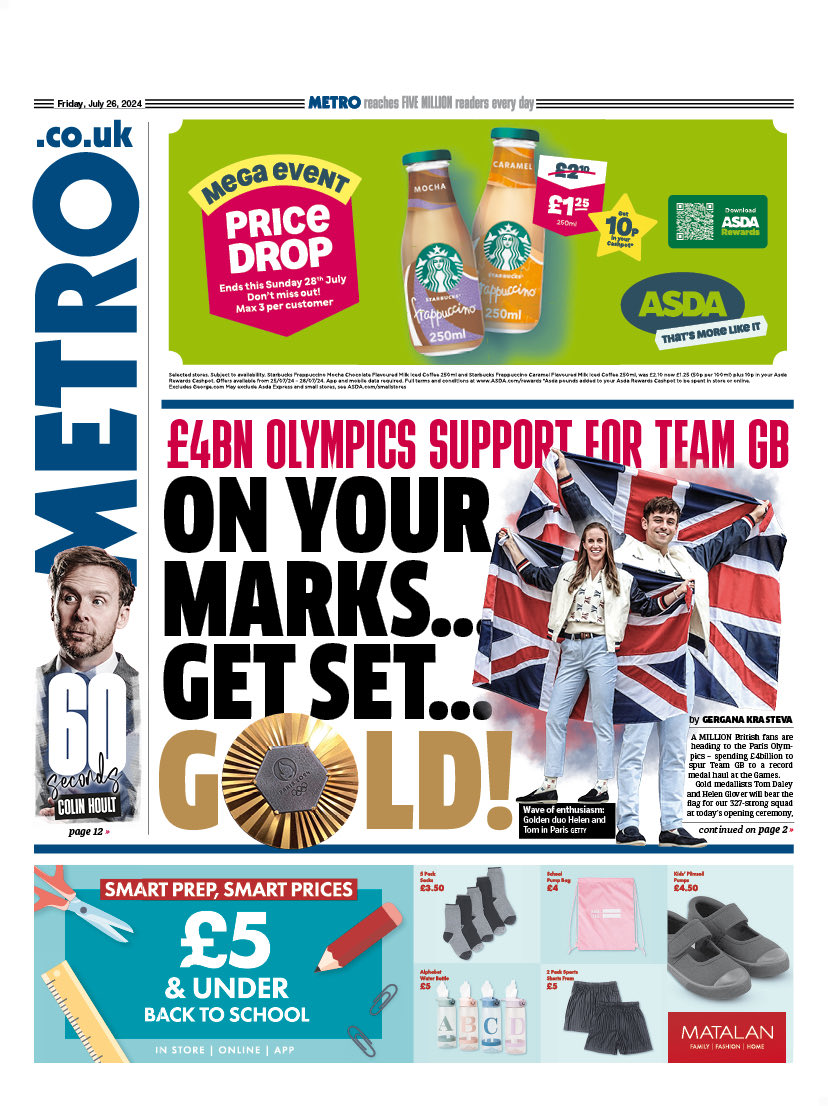 Metro Front Page 26 July 2024