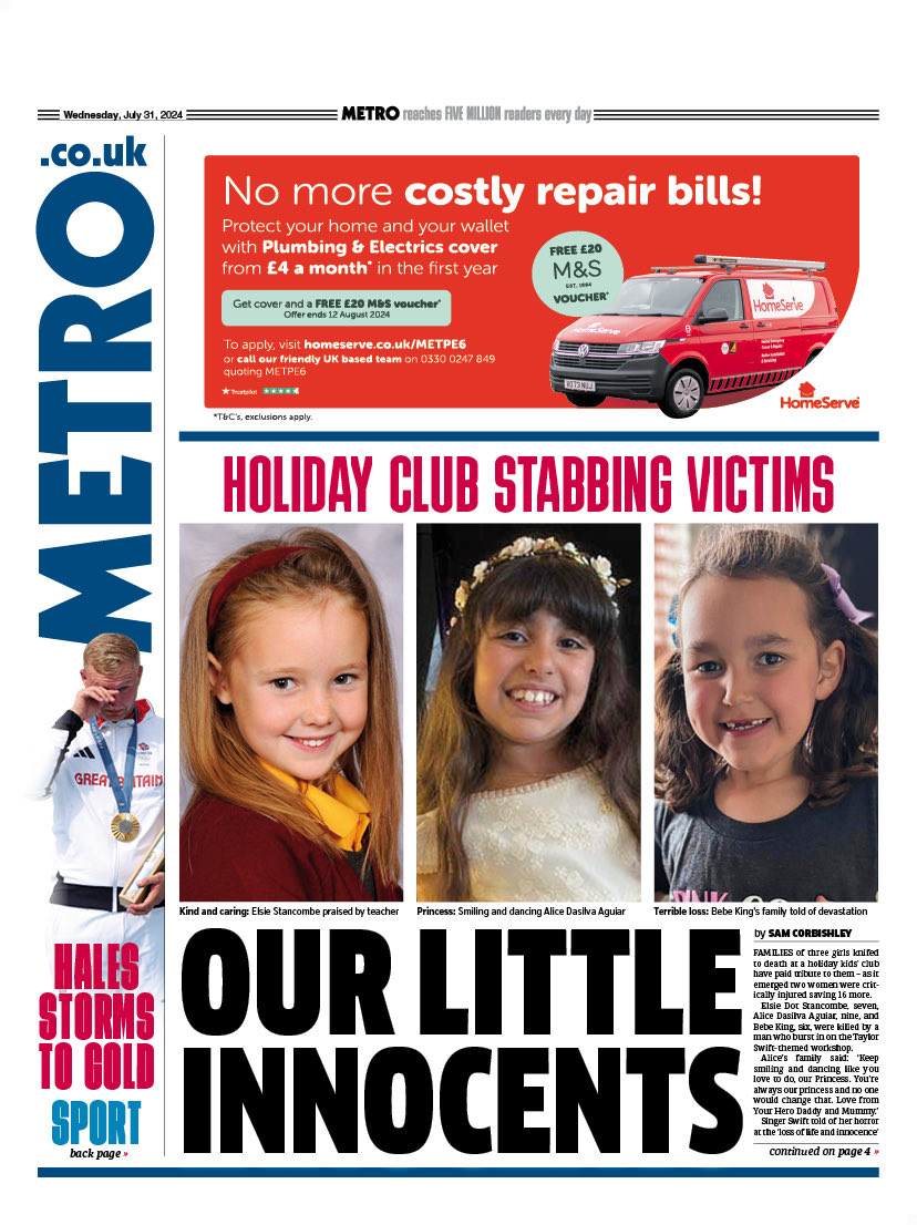 Metro Front Page 31 July 2024