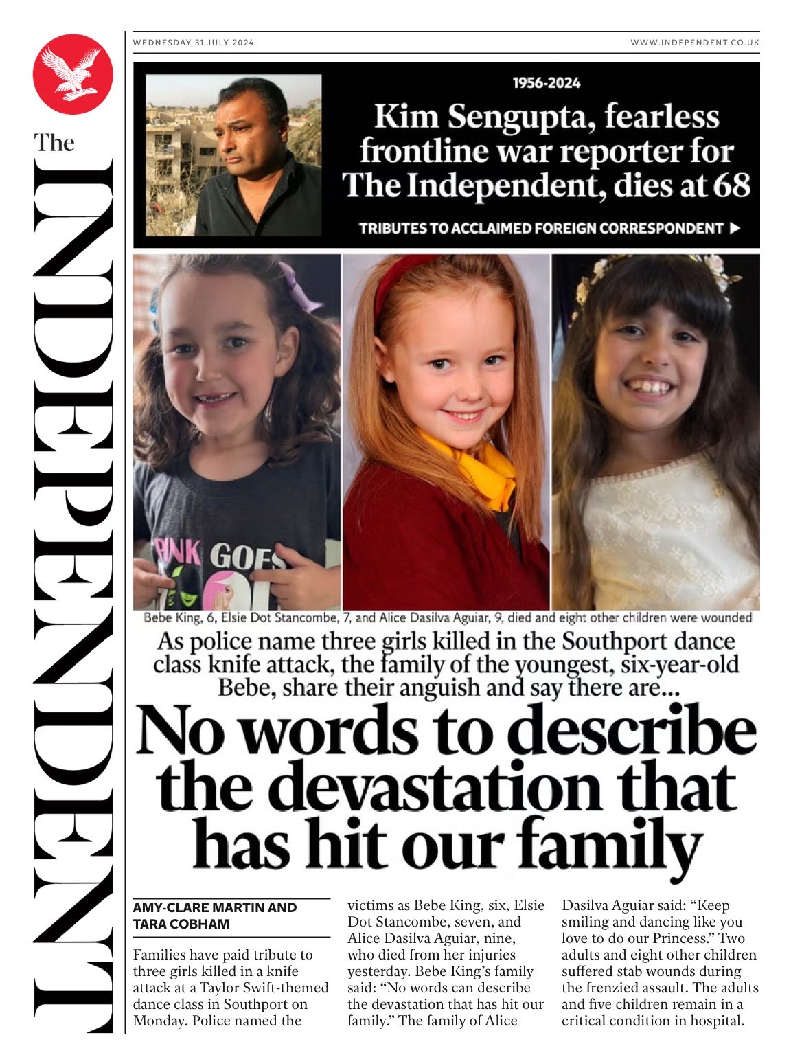 The Independent Front Page 31 July 2024