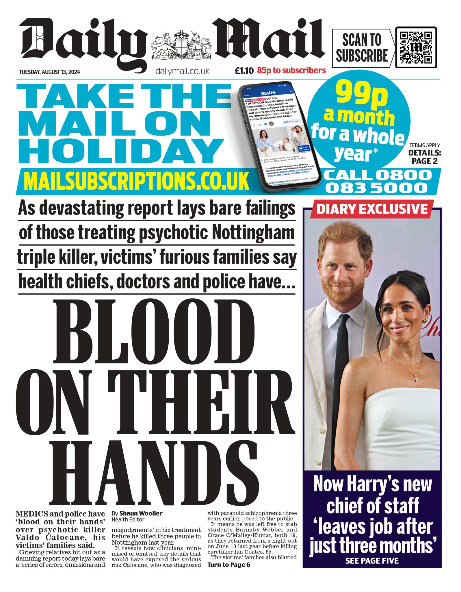 Daily Mail Front Page 13th of August 2024